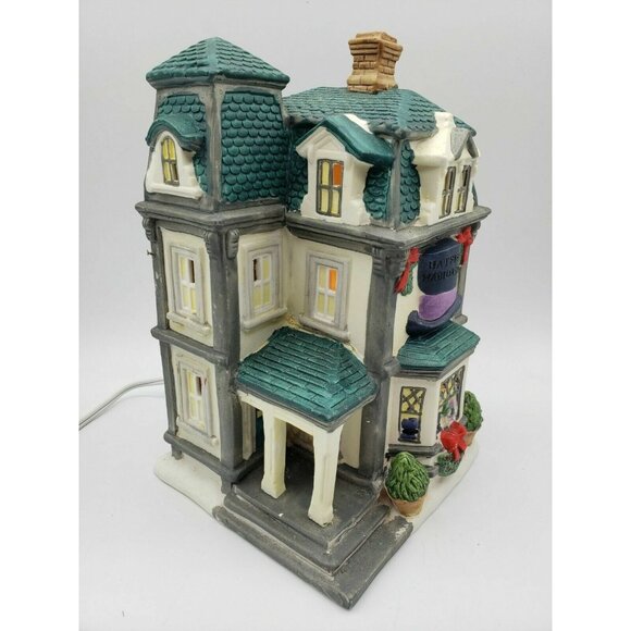 Victorian Christmas Village Hatfield's Habideshry Porcelain Building Holiday Dec - Picture 4 of 5